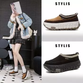 «Женские зимние ботинки из кожи и флиса в этническом стиле 2024 года» 35 коричневый