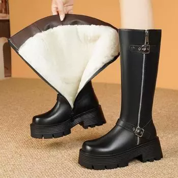 Женские зимние ботинки из натуральной кожи и натуральной шерсти, теплые женские ботинки Tenor, женские зимние ботинки на платформе в британском стиле 35