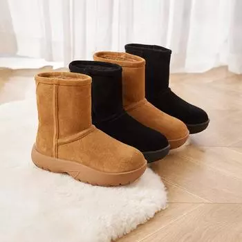Женские зимние ботинки из натуральной кожи и шерсти 2024 года: Толстый, очень теплый, с меховой отделкой, идеально подходит для зимы при температуре -30°C. 35