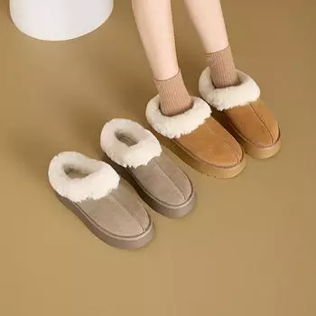 Женские зимние ботинки из натуральной кожи, 2024 г. — маленький размер, толстая подошва, нескользящие, натуральный мех, короткие повседневные зимние ботинки 40