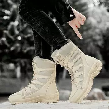 Женские зимние ботинки Классические зимние ботинки Зимняя теплая обувь Обувь ручной работы на платформе Женские ботинки Ботильоны Botas De Mujer Размер 42 Ботинки 36 бежевый