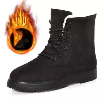 Женские зимние ботинки на низком каблуке, женские ботинки с мехом, теплая зимняя обувь, женские зимние ботильоны, ботильоны женские, зимняя обувь женская 41 чёрный