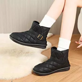 Женские зимние ботинки на платформе, повседневные нескользящие ботинки с подкладкой из искусственного меха, женские удобные теплые пушистые короткие ботинки для ходьбы из искусственной кожи 35 хаки