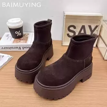 Женские зимние ботинки на платформе с леопардовым принтом, дизайнерские повседневные ботинки на толстой подошве, женские зимние брендовые готические ботинки для мотоциклистов 2025 года 35 леопардовый