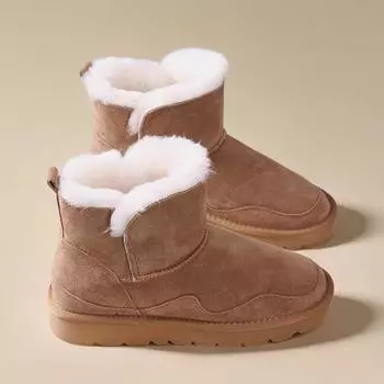 Женские зимние ботинки на платформе, теплые ботильоны из искусственной замши с подкладкой из искусственного меха, удобные пушистые нескользящие короткие ботинки для ходьбы для женщин 35