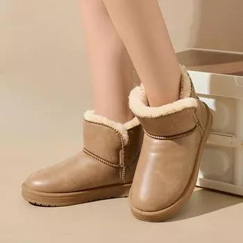 Женские зимние ботинки на платформе, водонепроницаемые, с плюшевой флисовой подкладкой, короткие ботинки для ходьбы, теплая искусственная меховая подкладка, нескользящие ботинки для женщин 36