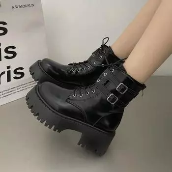 Женские зимние ботинки на плоской подошве из замши, повседневная обувь, зимние новые толстые готические модные туфли, женские ботинки, ботильоны для женщин 35