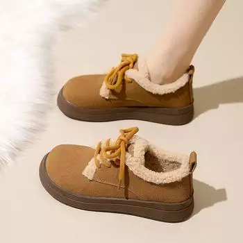 Женские зимние ботинки на плоской подошве со шнуровкой, женские замшевые таби с шикарными точками, выгодное предложение на скольжение, высокое качество, нескользящие, меховые 35