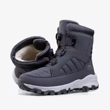 Женские зимние ботинки на пуговицах, плюшевые и толстые высокие сапоги, водонепроницаемая и противоскользящая дорожная хлопковая обувь 36 чёрный