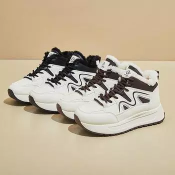 Женские зимние ботинки на толстой платформе, нескользящие короткие ботинки до щиколотки, подкладка из искусственного меха, кроссовки для бега и ходьбы, зимние теплые теннисные кроссовки на шнуровке для женщин 35