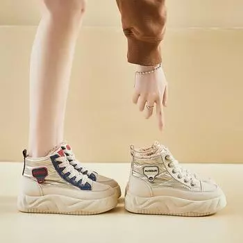 Женские зимние ботинки на толстой платформе, нескользящие, со шнуровкой, с подкладкой из искусственного меха, зимние теплые кроссовки для ходьбы, удобные женские короткие ботинки 35 синий