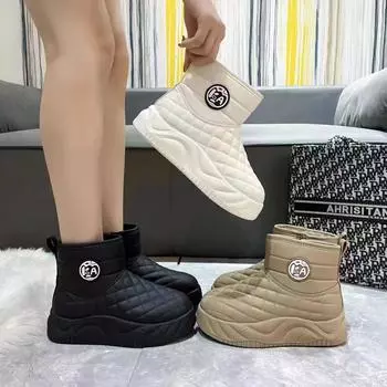 Женские зимние ботинки на толстой платформе с застежкой-молнией, нескользящие, с подкладкой из искусственного меха, удобные, теплые, короткие ботинки для ходьбы для женщин 35 белый