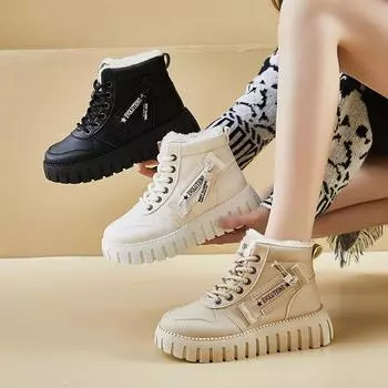 Женские зимние ботинки на толстой платформе, зимние теплые ботильоны на шнуровке с подкладкой из искусственного меха, удобные нескользящие армейские ботинки для верховой езды, женская обувь 35 хаки