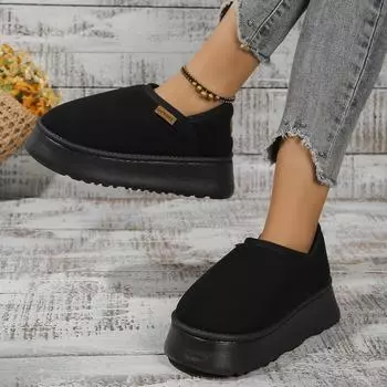 Женские зимние ботинки на толстой подошве 2024 года, новая корейская версия, обувь из хлопка с круглым носком, удобная и теплая женская обувь из хлопка 36