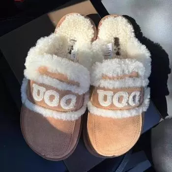 Женские зимние ботинки на толстой подошве 2024 года с меховой отделкой, пушистые тапочки, повседневная сумка-голова, полуоблегающая хлопковая обувь 35 малиновый