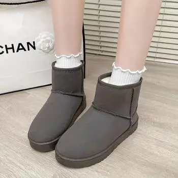 Женские зимние ботинки на толстой подошве 2024 года, новые теплые плюшевые брендовые дизайнерские ботинки Botas Mujer, повседневные, уличные, классические, зимние, короткие ботинки 36 чёрный