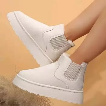 Женские зимние ботинки на толстой подошве из хлопка с круглым носком из хлопка 36 белый