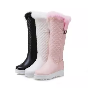 Женские зимние ботинки на толстой подошве незаменимы для зимних путешествий. Теплые плюшевые сапоги средней высоты 34 белый