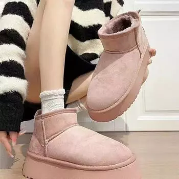 Женские зимние ботинки на толстой подошве с добавлением флиса 36 чёрный