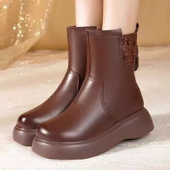 Женские зимние ботинки на толстой подошве, защищающие от холода, 2024, новые короткие ботинки, теплая верхняя одежда из бархата, утолщенные ботинки из хлопка 35