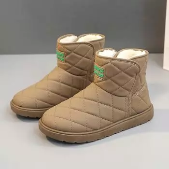 Женские зимние ботинки, новые зимние плюшевые модные высокие женские ботильоны, теплые плоские ботинки без застежек, качественные теплые женские ботинки для отдыха 35