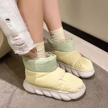 Женские зимние ботинки, новые зимние теплые повседневные женские короткие ботинки из флиса и с круглым носком по щиколотку, женские хлопковые ботинки из искусственной кожи Zapatos Mujer 36 зелёный