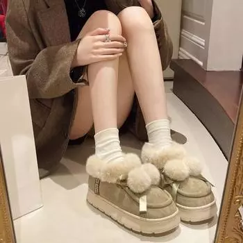 Женские зимние ботинки Plus Warm on Slip, женская обувь с подкладкой, акция, зимняя обувь, демисезонные ботинки 39 Gyaru 2024, большой размер, ПУ 36