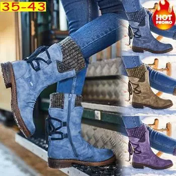 Женские зимние ботинки, повседневные зимние ботинки на плоской подошве, кожаные бандажные ботинки