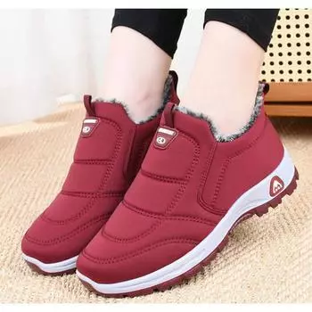 Женские зимние ботинки с флисовой подкладкой, зимние теплые водонепроницаемые ботинки без застежек, теплые уличные короткие ботинки 39 красный