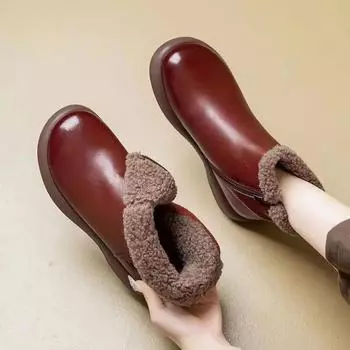 Женские зимние ботинки с круглым носком, элегантные, на среднем каблуке, женская обувь, ботильоны из искусственной кожи, весна 2024, тренд, предложение, осенняя обувь, слип-работа 35