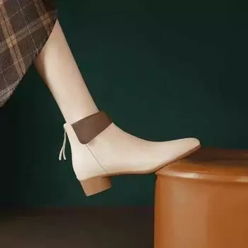 Женские зимние ботинки с острым носком, кожаные ботинки челси на среднем каблуке, дизайнерские классические ботинки на толстой подошве, зимняя тенденция в готическом стиле, Zapatos 35