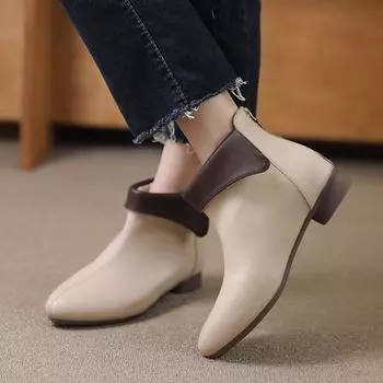 Женские зимние ботинки с острым носком, кожаные ботинки челси на среднем каблуке, дизайнерская массивная классическая обувь, тренд зимы 2024 года, готика, Zapatos 35