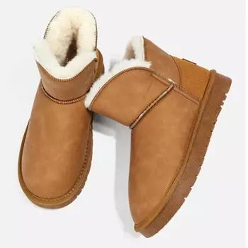 Женские зимние ботинки с подкладкой из искусственного меха, ботинки на платформе из искусственной замши, толстые, теплые, плюшевые, удобные, нескользящие, короткие ботинки, обувь для женщин 35