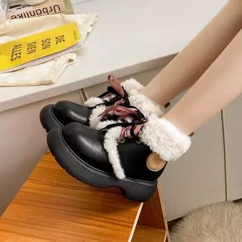 Женские зимние ботинки с толстым бархатом на осень и зиму 35 бежевый