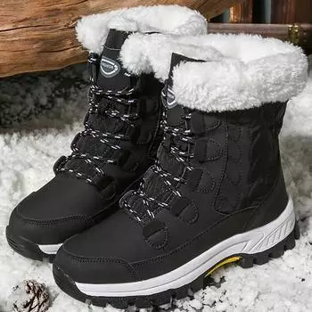 Женские зимние ботинки с высокими ремешками, размеры 36–42, теплые зимние ботинки из суперволокна из шерсти, женская обувь большого размера 35 белый