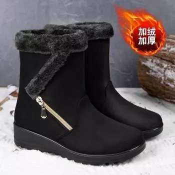 Женские зимние ботинки Slip On, зимняя женская обувь для мам, водонепроницаемые ботильоны с боковой молнией, женские ботинки черного цвета Botas Femininas 35 коричневый