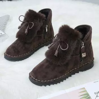 Женские зимние ботинки со шнурками, женские ботинки со стразами, элегантные ботильоны на низком каблуке, готические, новые, рок, модные, пушистые 35