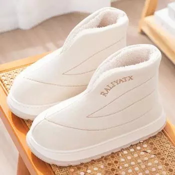 Женские зимние ботинки, сохраняющие тепло, плюшевые, нескользящие, снаружи, простые, мягкие, для взрослых, хлопковые туфли, толстые каблуки, нескользящие, ботильоны для пары 36-37
