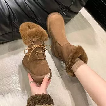 Женские зимние ботинки средней длины сохранят тепло зимой 35 темно-коричневого