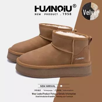 Женские зимние ботинки средней высоты на толстой подошве с бархатной подкладкой - HD072 Зимняя модная теплая повседневная обувь 40