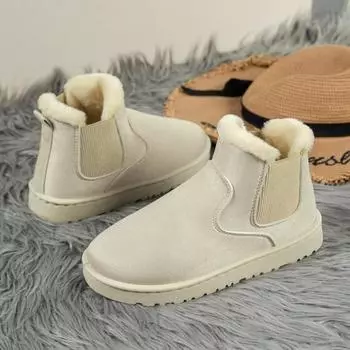 Женские зимние ботинки, теплые плюшевые однотонные без шнуровки, модные женские ботильоны больших размеров, женские зимние удобные хлопковые туфли, НОВИНКА 36 чёрный