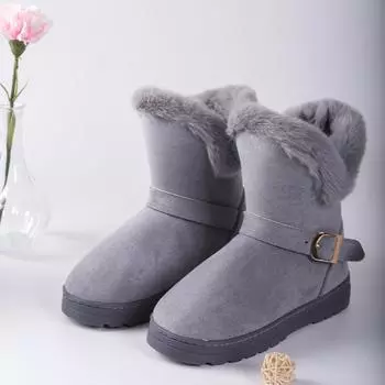 Женские зимние ботинки, теплые плюшевые зимние ботинки для женщин, ботильоны, женские, на молнии, нескользящие, лоферы, женская повседневная удобная обувь на плоской подошве 240mm match for34-35 коричневый