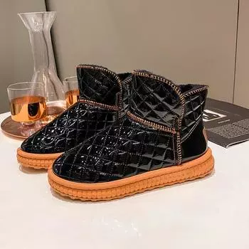 Женские зимние ботинки, теплые толстые ботинки по щиколотку, нескользящие, меховые, с бантом, хлопковые, удобные, водонепроницаемые, плюшевые ботинки 36 зелёный