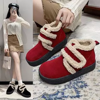 Женские зимние ботинки Теплые зимние ботинки с меховой плюшевой подкладкой Ботинки без застежек Зимние зимние ботинки Ботинки для отдыха на природе 35 чёрный