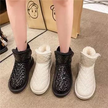 Женские зимние ботинки Теплые зимние плюшевые ботинки Женская зимняя повседневная обувь Женские ботильоны Туфли на платформе 36 бежевый
