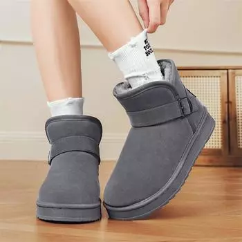 Женские зимние ботинки, уличные зимние ботинки, серые повседневные короткие ботинки, черные теплые ботильоны с мехом, большие размеры 36-45 EU: 38 чёрный