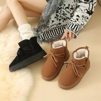 Женские зимние ботинки, уличные зимние ботинки, серые повседневные короткие ботинки, черные теплые ботильоны с мехом, большие размеры 36-41 EU: 38 чёрный