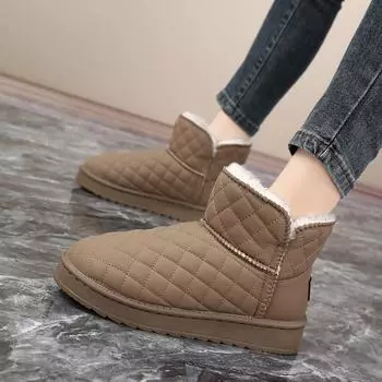 Женские зимние ботинки, уличные зимние ботинки, серые повседневные короткие ботинки, черные теплые ботильоны с мехом, большие размеры 36-41 EU: 38 чёрный