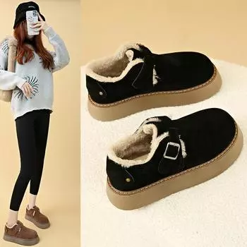 Женские зимние ботинки, уличные зимние ботинки, серые повседневные короткие ботинки, черные теплые ботильоны с мехом, большие размеры 34-41 EU: 38 чёрный