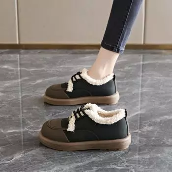 Женские зимние ботинки, уличные зимние ботинки, серые повседневные короткие ботинки, черные теплые ботильоны с мехом, большие размеры 35-42 EU: 38 чёрный